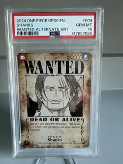 SHANKS WANTED POSTER OP09-004 ONE PIECE EMPERORS IN THE NEW WORLD GEM MT PSA 10 - Image 1