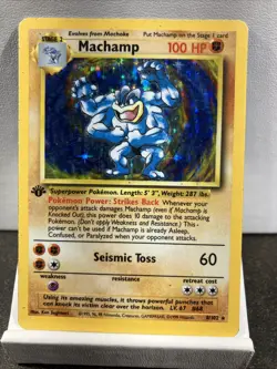 Pokemon TCG Machamp Holo Card Base Set, 8/102, First Edition Rare - Image 1