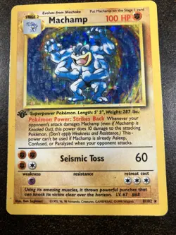 Pokemon TCG Machamp Holo Card Base Set, 8/102, First Edition Rare - Image 2