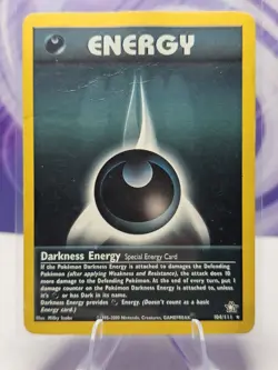 Pokemon TCG Darkness Energy 104/111 Non-Holo Rare Neo Genesis Card WOTC Vintage - Image 1