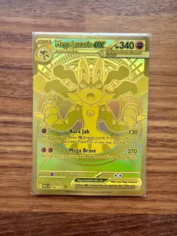 Mega Lucario EX 188/132 Hyper Rare Mega Evolutions NM Pack Fresh Gold Card - Image 1