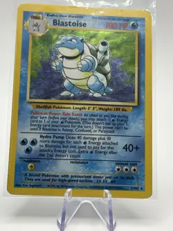 Blastoise 2/102 Base Set Holo Pokemon Card WOTC 1999 Vintage MP - Image 3