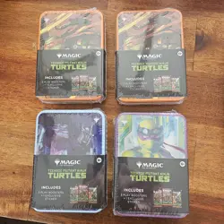 Magic The Gathering Teenage Mutant Ninja Turtles Tin 3 Booster Pack Lot of 4 NEW - Image 1