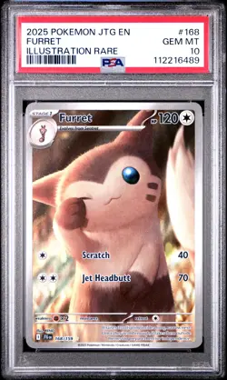 2025 POKEMON JTG EN-JOURNEY TOGETHER ILLUSTRATION RARE #168 FURRET PSA 10 - Image 1