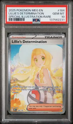 2025 POKEMON MEG EN-MEGA EVOLUTION #184 LILLIE'S DETERMINATION PSA 10 - Image 1