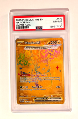 Pikachu ex 179 PSA 8 Pokemon Prismatic Evolutions Hyper Rare Full Art - Image 1