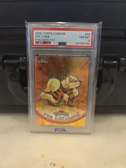 2000 Topps Chrome #59 Arcanine Pokemon T.V. PSA 8 - Image 1