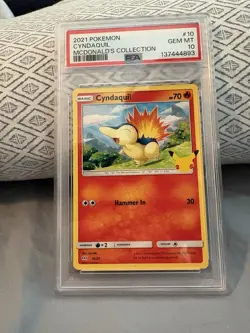 Cyndaquil Pokemon McDonalds 25th Anniversary Non Holo #10/25 PSA 10 GEM MINT - Image 1