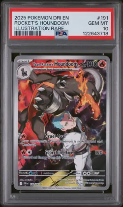 2025 POKEMON DRI EN-DESTINED RIVALS #191 TEAM ROCKET'S HOUNDOOM PSA 10 - Image 1