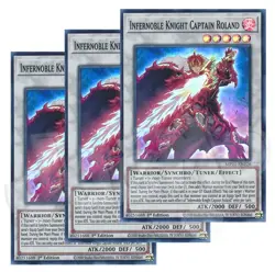 Yugioh Infernoble Knight Captain Roland x 3 1st Edition Super Rare NM Free Holo - Image 1