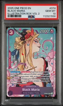 2025 ONE PIECE PROMOS ILLUSTRATION BOX VOL.2 #074 BLACK MARIA PSA 10 - Image 1