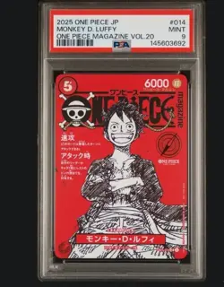 2025 ONE PIECE JPN PROMOS ONE PIECE MAGAZINE VOL.20 #014 MONKEY D. LUFFY PSA 9 - Image 1