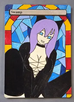 Hand Painted MTG Alter Land Swamp - Stained Glass - Image 1