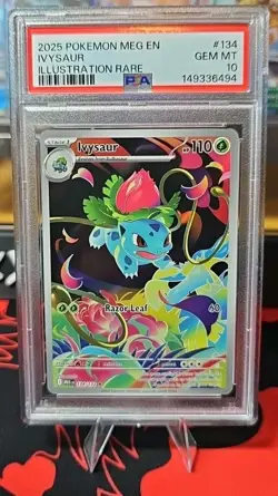 Pokemon Ivysaur 134/132 Me01: Mega Evolution Holo Illustration Rare PSA 10 - Image 1