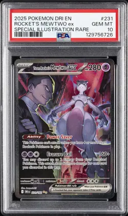 2025 POKEMON DRI EN-DESTINED RIVALS #231 TEAM ROCKET'S MEWTWO EX PSA 10 - Image 1