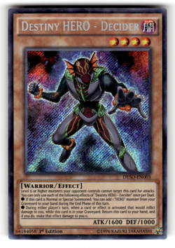 Destiny HERO - Decider DESO-EN003 1st Edition Secret Rare Destiny Soldiers LP - Image 1