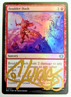 MTG FOIL Boulder Dash SIGNED IN GOLD BY CHUCK LUKACS - Image 1
