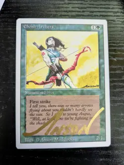 MTG REVISED Elvish Archers SIGNED IN GOLD BY ANSON MADDOCKS - Image 1