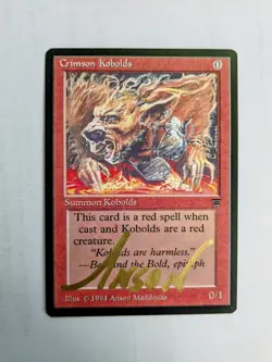 MTG LEGENDS Crimson Kobolds SIGNED IN GOLD BY ANSON MADDOCKS - Image 1