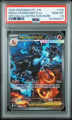 2025 POKEMON PFL EN-PHANTASMAL FLAMES #125 MEGA CHARIZARD X EX - PSA 10 - Image 1