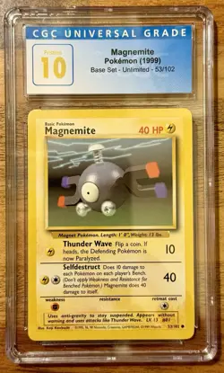 Pokemon TCG 1999 Base Set Magnemite 53/102 - Graded CGC Pristine 10 - Image 1