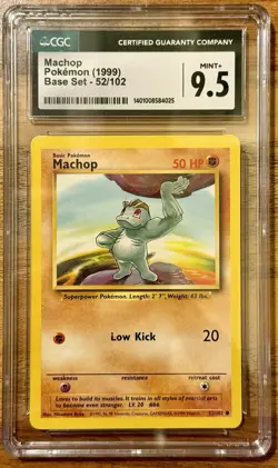 Pokemon TCG 1999 Base Set Machop 52/102 - Graded CGC Mint + 9.5 - Image 1