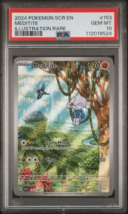 Pokemon TCG Meditite Illustration Rare Stellar Crown 153/142 PSA 10 - Image 1