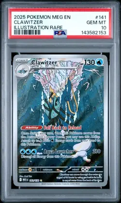 2025 POKEMON MEG EN-MEGA EVOLUTION ILLUSTRATION RARE #141 CLAWITZER PSA 10 - Image 1