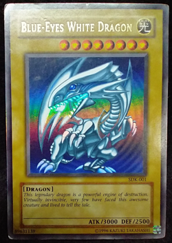 Yugioh Blue-Eyes White Dragon SDK-001 Yu-Gi-Oh! Trading Card w/ Play Wear M1 - Image 1