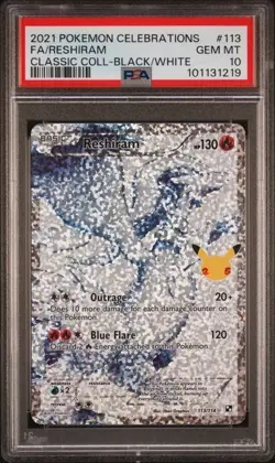 RESHIRAM #113 PSA 10 2021 Pokemon Full Art Celebrations 25th Anniversary Classic - Image 1