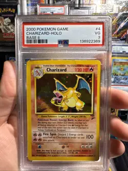 2000 Pokemon Game Charizard 004/130 Base Set 2 Holo VG 3 - Image 1