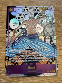 Enel Manga One Piece Card Game Enel Character Card OP15 Alt Art Foil OP15-118 - Image 1