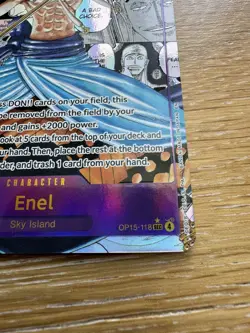 Enel Manga One Piece Card Game Enel Character Card OP15 Alt Art Foil OP15-118 - Image 3
