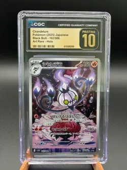 CGC 10 Pristine Chandelure 102/086 AR Art Rare Black Bolt sv11B Pokemon Card - Image 1