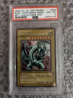 YUGIOH BPT-003 BLUE EYES WHITE DRAGON SECRET RARE HOLO FOIL CARD PSA 8 NM-MT - Image 1