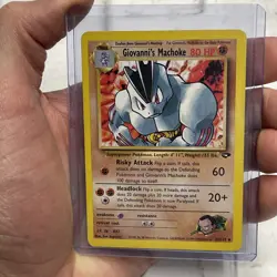 Giovanni's Machoke 42/132 Unlimited Pokemon Gym Challenge LP+ Vintage Card TCG - Image 1