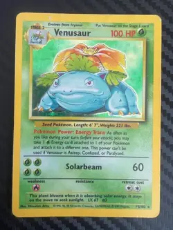 Pokemon TCG Venusaur 15/102 Base Set Unlimited Holo Rare DMG - Image 1