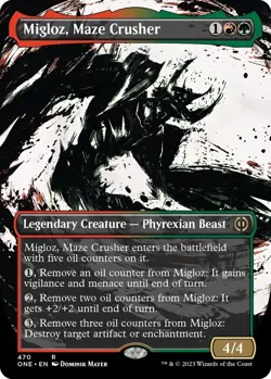 1x Migloz, Maze Crusher ~~ Borderless Showcase - Step-and-Compleat Foil NM-Mint, - Image 1