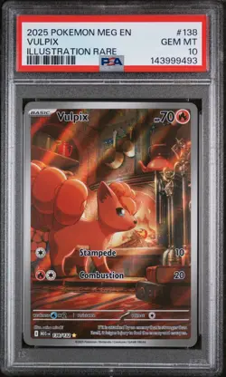 PSA 10 GEM MT Vulpix #138 2025 Pokemon Mega Evolution MEG EN Illustration Rare - Image 1