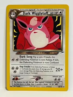 Vintage 2000 Pokemon TCG Neo Destiny DARK WIGGLYPUFF 40/105 NM Unc. Eng. Unltd. - Image 1