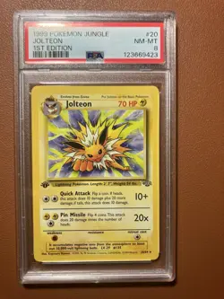 1999 POKEMON JUNGLE 1ST EDITION #20 JOLTEON PSA 8 - Image 1