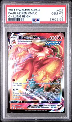 Pokemon Sword & Shield Chilling Reign 021 Full Art/Blaziken Vmax PSA 10 GEM MINT - Image 1