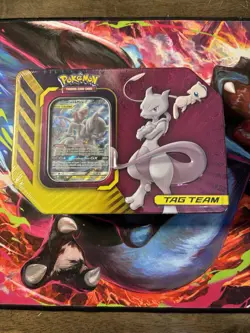 Pokemon TCG: Mewtwo & Mew GX Tag Team Power Partnership Tin Factory Sealed - Image 1
