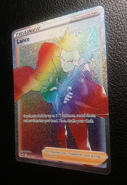 Lance 206/195 Ultra Rare Rainbow Full Art Trainer Silver Tempest NM Pokemon TCG - Image 4