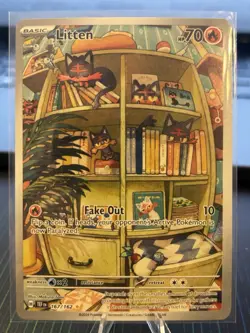 Litten 167/162 NM Illustration Rare Sv: Temporal Forces Holo Pokemon TCG - Image 1