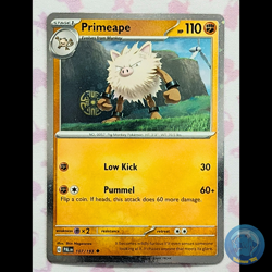 Pokemon TCG Paldea Evolved Cosmos Holo Primeape 107/193 NM, English *SWIRL* - Image 1