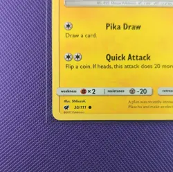 Pokemon Pikachu 30/111 Sm-Crimson Invasion 2017 Basic 60HP Common English - Image 5
