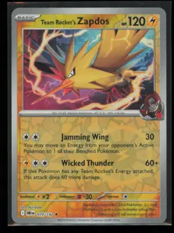 Team Rocket's Zapdos 070/182 Pokemon Destined Rivals Rare Near Mint Reverse Holo - Image 1