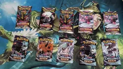 Pokemon TCG Booster Pack Lot, 5 Chilling Reign And 5 Lost Origin - Image 1