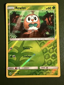 Pokemon TCG Rowlet 9/149 sm1 Sun & Moon Reverse Holo NM - Image 1